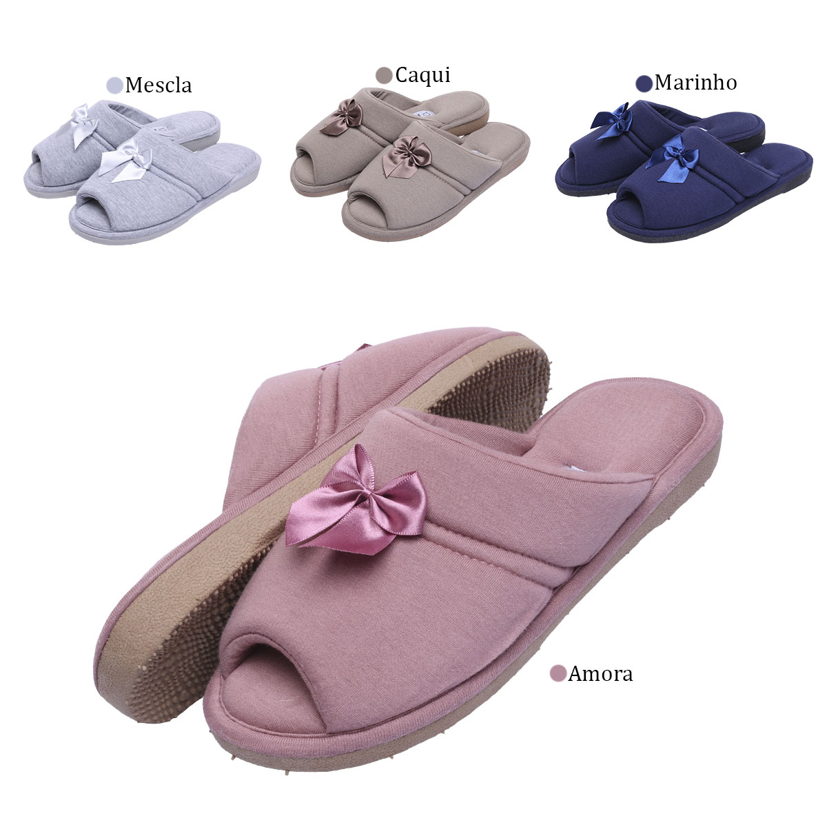 Imagem de Pantufa Anatômica Malha com laço Cetim - PUFF