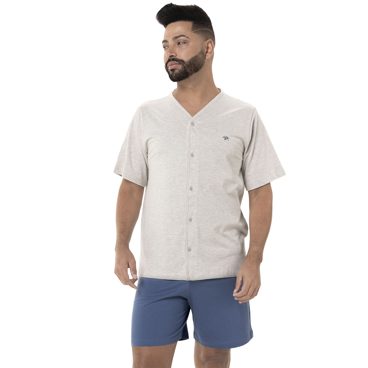 Imagem de Pijama Masculino Malha Algodão com Botões PUFF